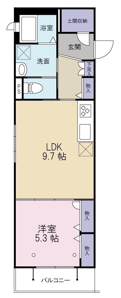 プレミアムコート(1LDK/2階)の間取り写真