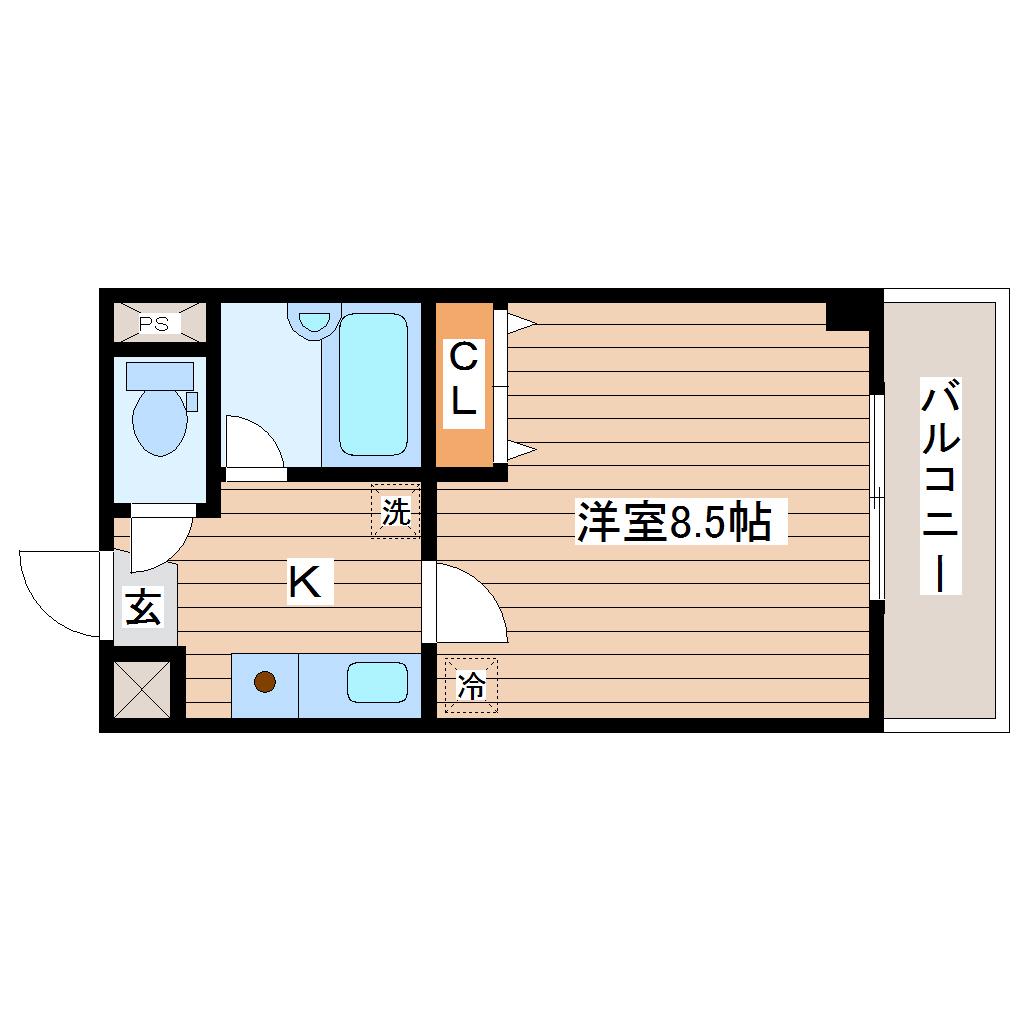 リエス原町(1K/2階)の間取り写真