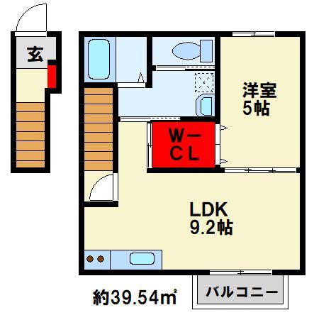トレゾア中曽根東B棟(1LDK/2階)の間取り写真