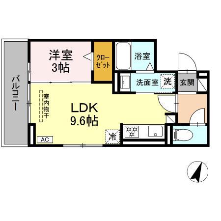 D-ROOM D-CREST駅前3丁目(1LDK/3階)の間取り写真