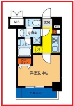 ライズ北千住(1K/3階)の間取り写真