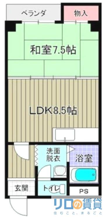 グランドハイツユタカI(1LDK/4階)の間取り写真