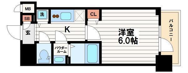 プレサンス松屋町駅前(1K/3階)の間取り写真