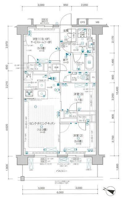 パレステージ茅ヶ崎II(3LDK/10階)の間取り写真
