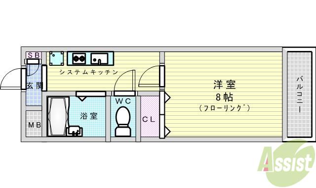 ドリームハイヴ吹田(1K/2階)の間取り写真