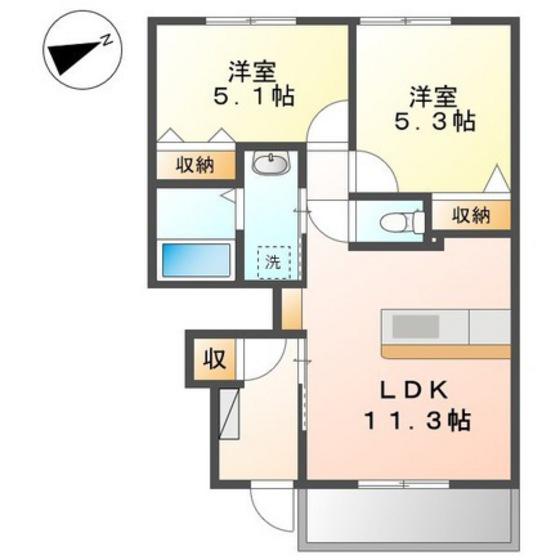 ブリリアント(2LDK/1階)の間取り写真