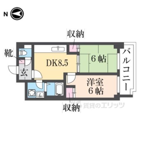 メロディハイム松原(2DK/5階)の間取り写真