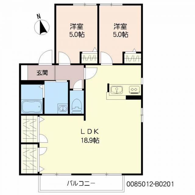 アン ファミール B棟 ♯(2LDK/2階)の間取り写真