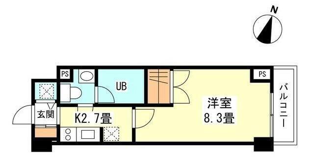 グランハイツ南雪谷(1K/3階)の間取り写真