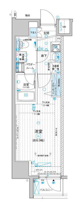 メインステージ入谷IV(1K/3階)の間取り写真