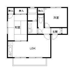 リーベンハイツ C棟(2LDK/2階)の間取り写真