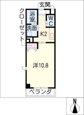COMODO砂田橋(1K/3階)の間取り写真