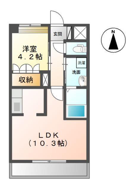 フェリーチェ(1LDK/2階)の間取り写真