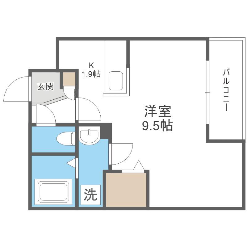 STRAHL澄川(ワンルーム/1階)の間取り写真