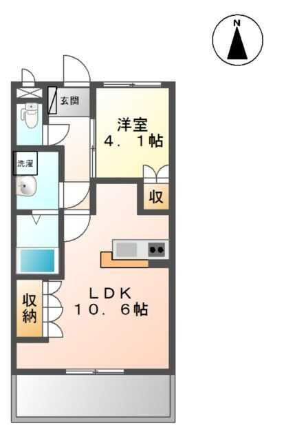 アルカディア(1LDK/2階)の間取り写真