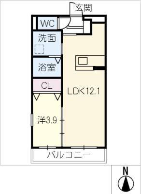 コンフォール津(1LDK/2階)の間取り写真