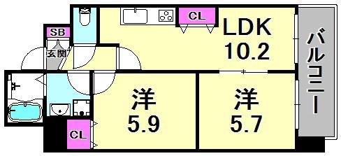 パークフラッツ尼崎(1SLDK/3階)の間取り写真