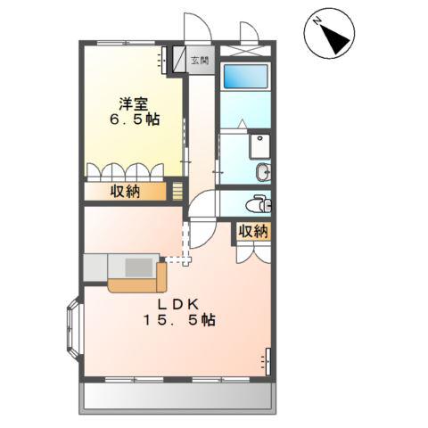 ノーブル(1LDK/2階)の間取り写真