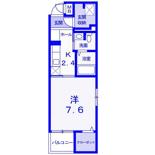 メルヴェーユ大成(1K/2階)の間取り写真