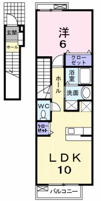 サンシャインII(1LDK/2階)の間取り写真