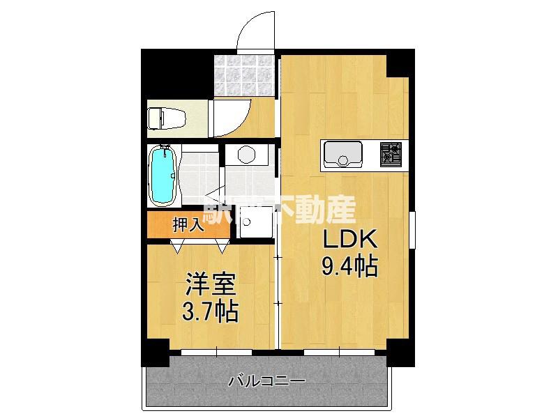 LIFEFIELD JR二日市駅前(1LDK/4階)の間取り写真