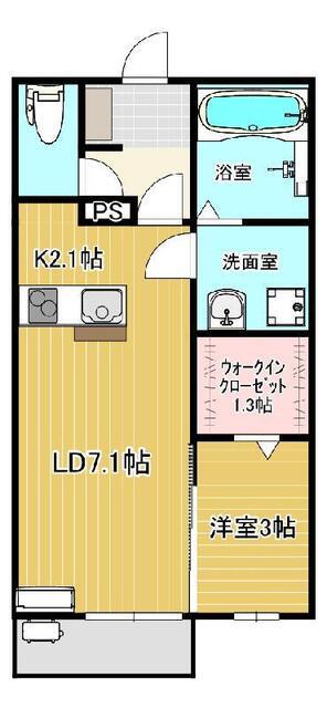 エルメゾンカーサ RYA(1LDK/2階)の間取り写真