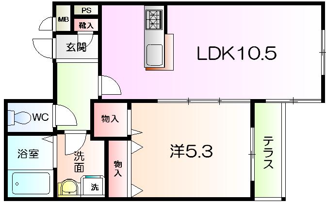 アンジェリーク(1LDK/1階)の間取り写真