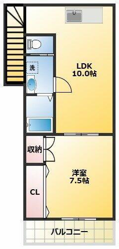 コーポシュンラク(1LDK/3階)の間取り写真