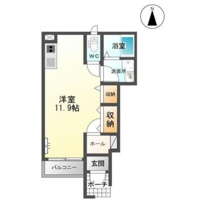 パープルハイム(ワンルーム/1階)の間取り写真