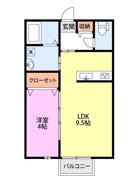 ベルハウス(1DK/2階)の間取り写真