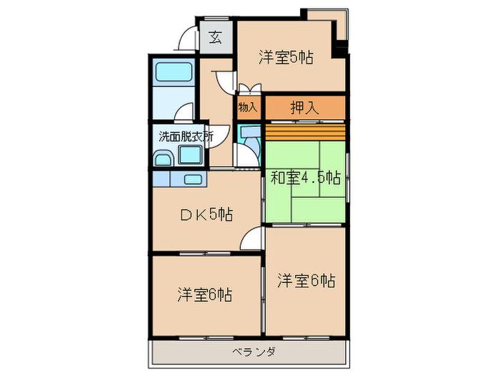 アネックスK(4DK/5階)の間取り写真