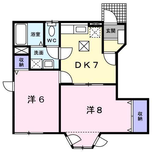 セブン リバ-(2DK/1階)の間取り写真