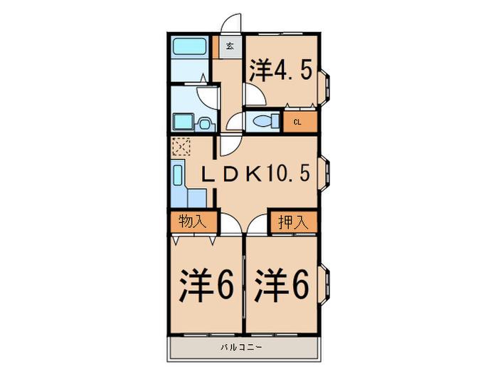 サニープレスキャッスルB(3LDK/2階)の間取り写真