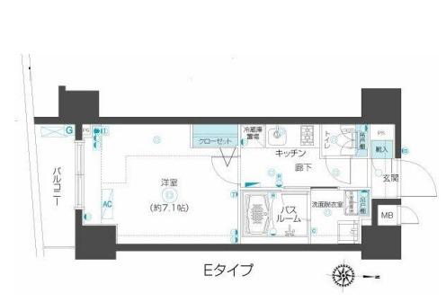 ZOOM市谷本村町(1K/4階)の間取り写真