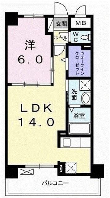 ディアコート(1LDK/4階)の間取り写真