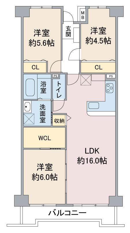 アーバンドエル杁中(3LDK/5階)の間取り写真