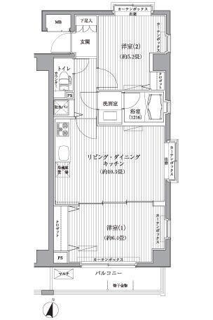 メゾンカルム西新宿(2LDK/2階)の間取り写真