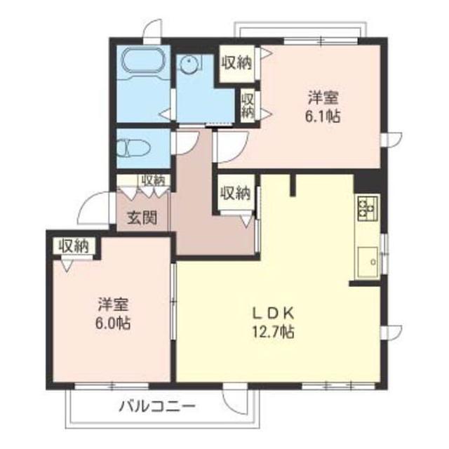 グリーンヴィラA(2LDK/2階)の間取り写真