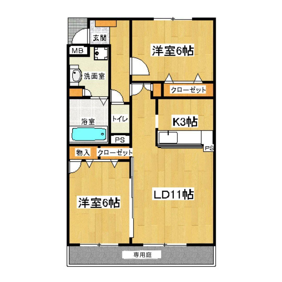レスピラール(2LDK/1階)の間取り写真