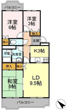 第2コスモスヴィラ(3LDK/3階)の間取り写真