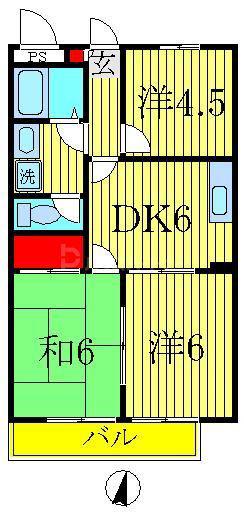 ロイヤルクレスト初石(3DK/1階)の間取り写真