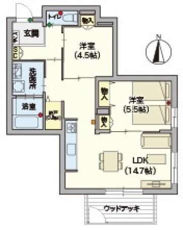 SHIMANO(2LDK/1階)の間取り写真
