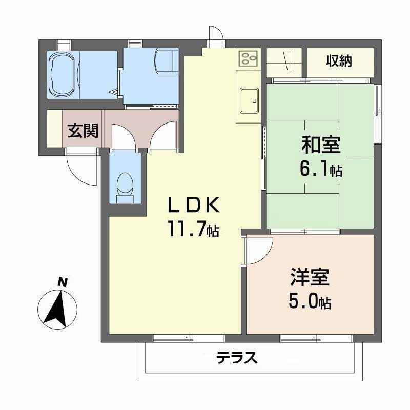 バリュージュ・ミヤビ(1LDK/1階)の間取り写真