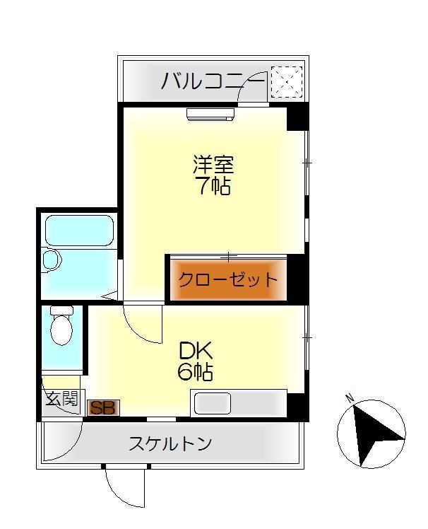 山本ビル(1DK/1階)の間取り写真