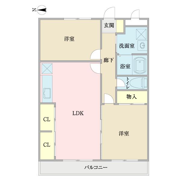 ヴィラ中野(2DK/3階)の間取り写真