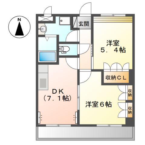 ノース RIVER(2DK/2階)の間取り写真