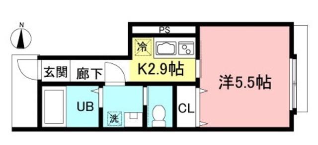 グラフィアスコートII(1K/1階)の間取り写真