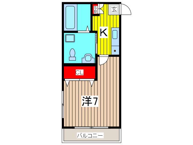 ガーデンヒルズ芝樋ノ爪イースト(1K/3階)の間取り写真