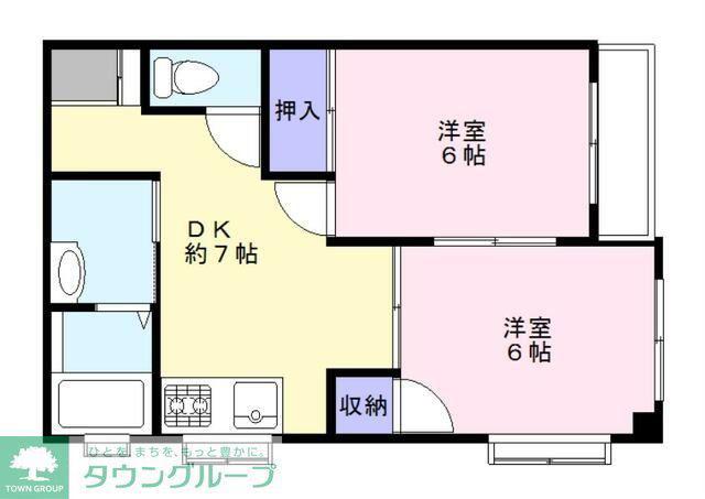 クリヨン38(2DK/3階)の間取り写真