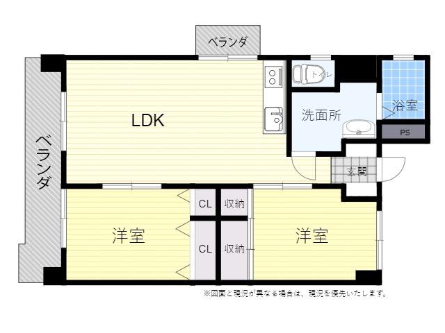 広瀬町コート(2LDK/8階)の間取り写真